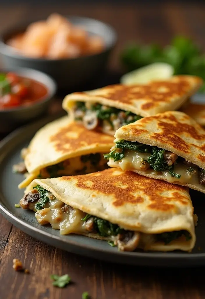 30+ Healthy Dinner Meals You’ll Want to Make Every Night - 13. Spinach and Mushroom Quesadillas