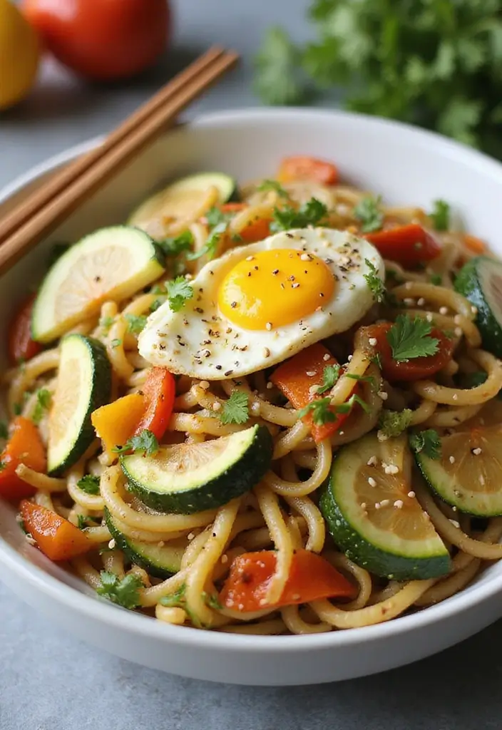 30 Healthy Egg Meals Perfect for Any Time of Day - 26. Egg and Zucchini Noodle Stir-Fry