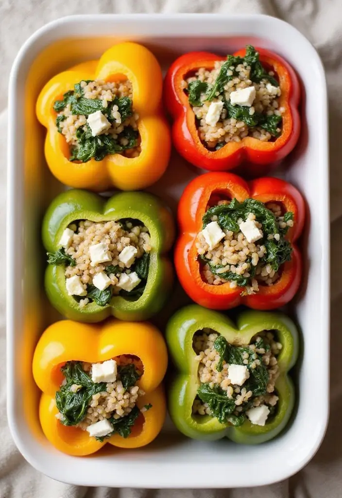 30 Healthy Meals Recipes You’ll Keep Coming Back To - 4. Spinach & Feta Stuffed Peppers