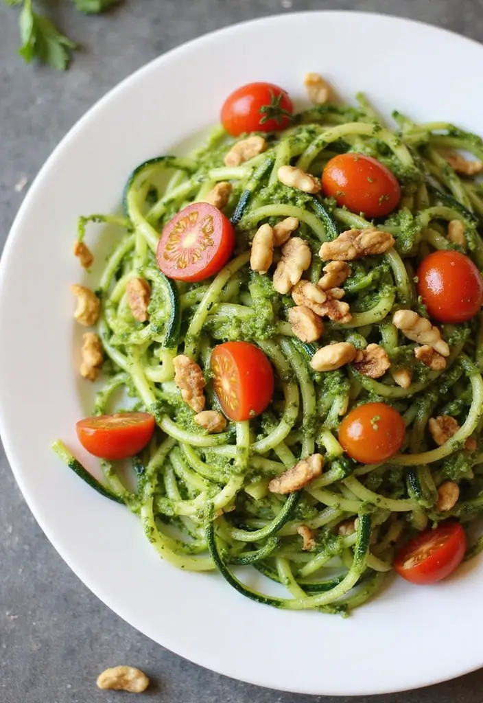 30 Healthy Meals Recipes You’ll Keep Coming Back To - 6. Zucchini Noodles with Pesto
