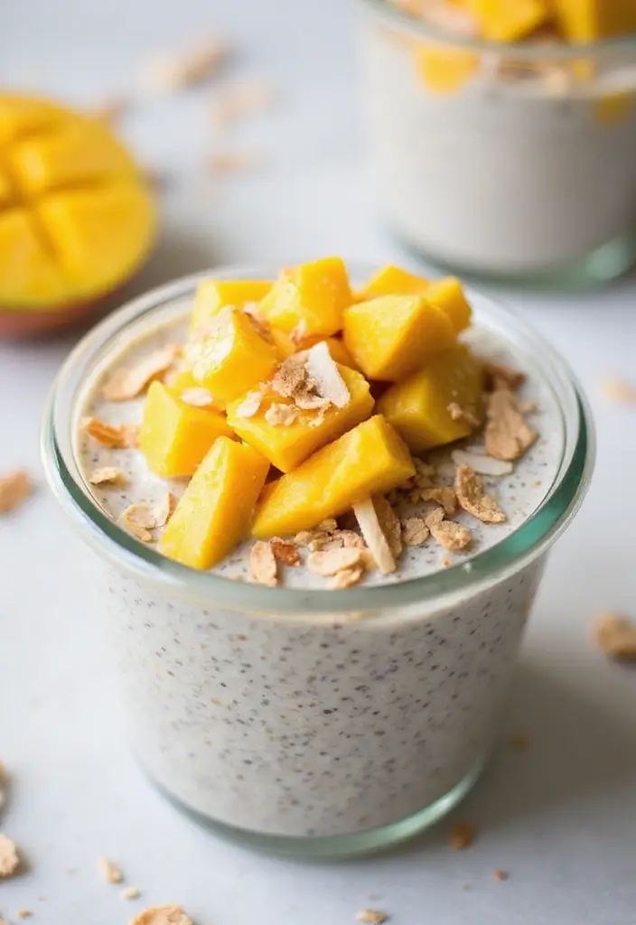 30+ Healthy Meals That Actually Taste Amazing (And Are Easy to Make!) - 24. Mango Coconut Chia Pudding