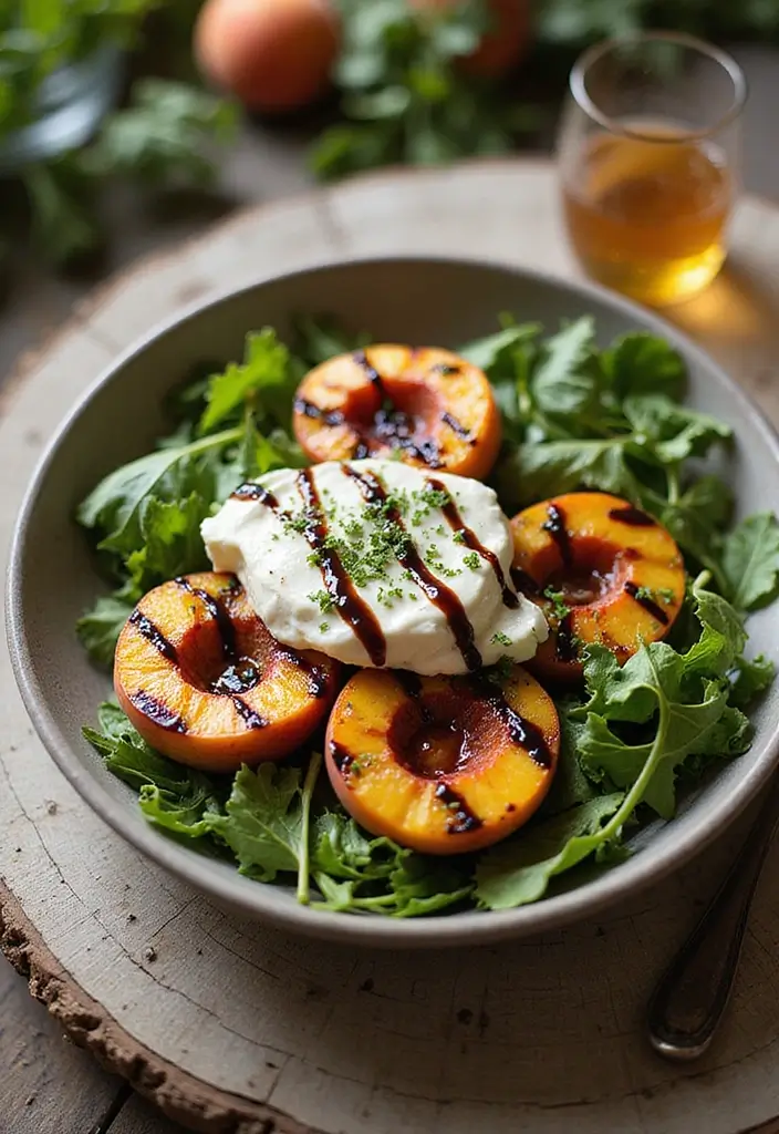 30 Healthy Summer Meals That Keep You Cool and Light - 16. Grilled Peach and Burrata Salad