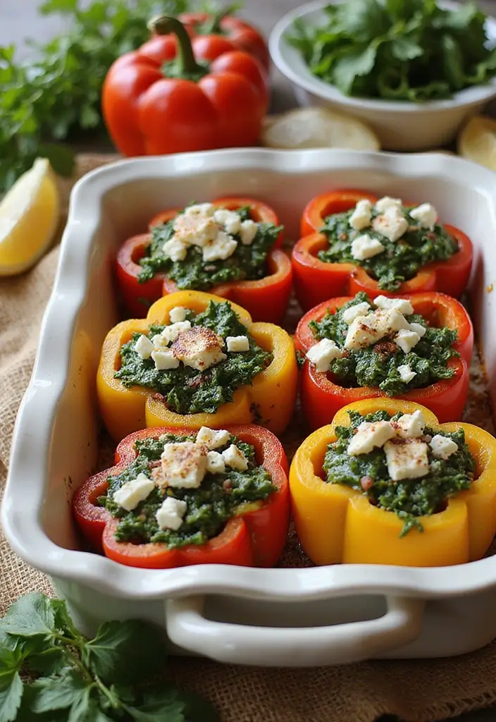 30 Healthy Summer Meals That Keep You Cool and Light - 24. Spinach and Feta Stuffed Peppers