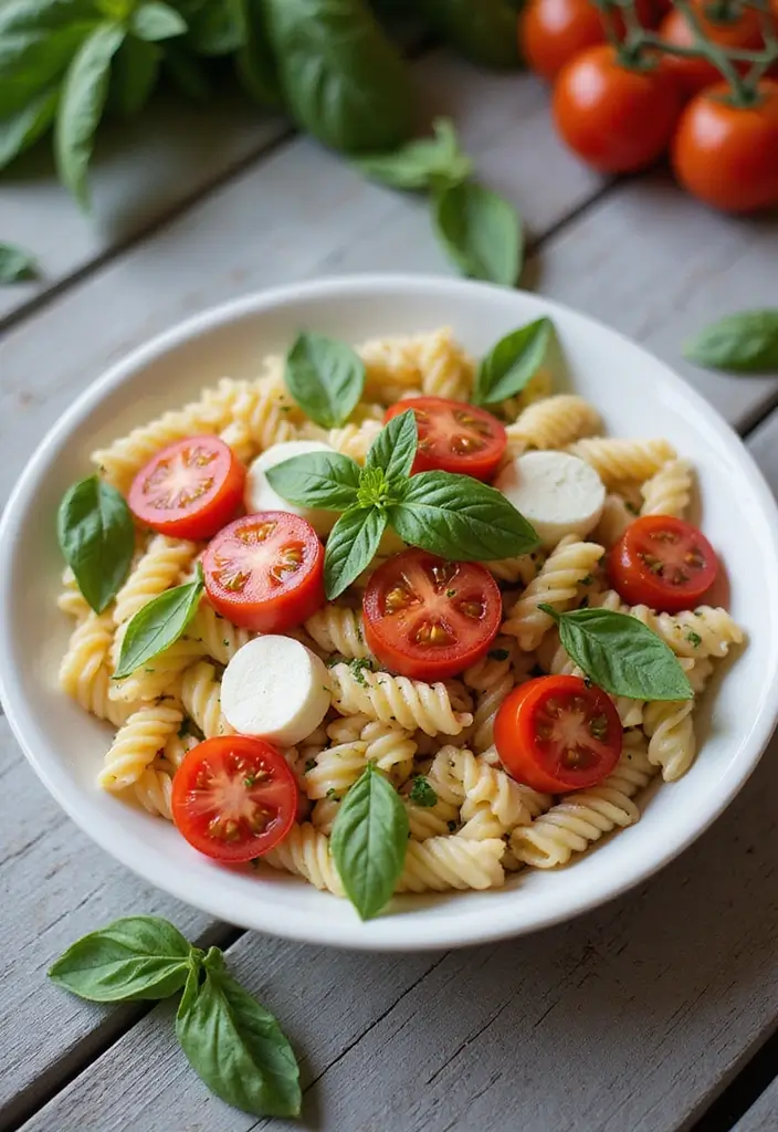 30 Healthy Vegetarian Meals Even Meat Lovers Will Enjoy - 20. Caprese Pasta Salad