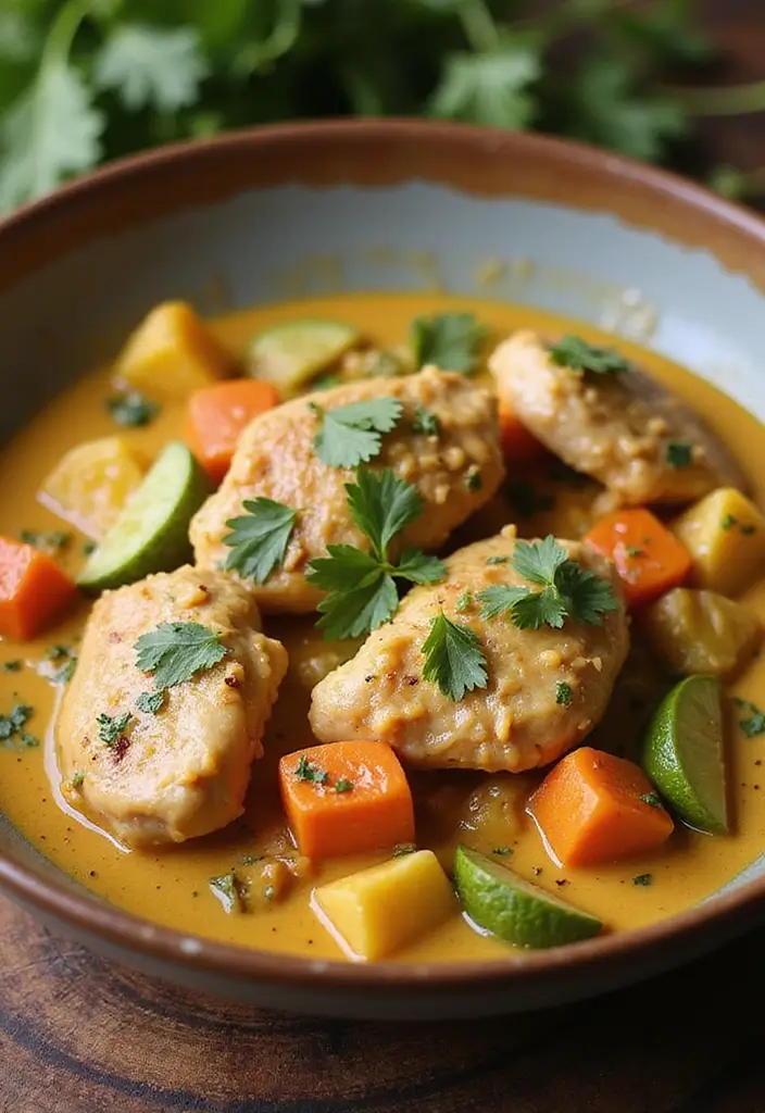 30 High Protein Healthy Meals for Weight Loss & Strength - 11. Chicken Thighs in Coconut Curry Sauce