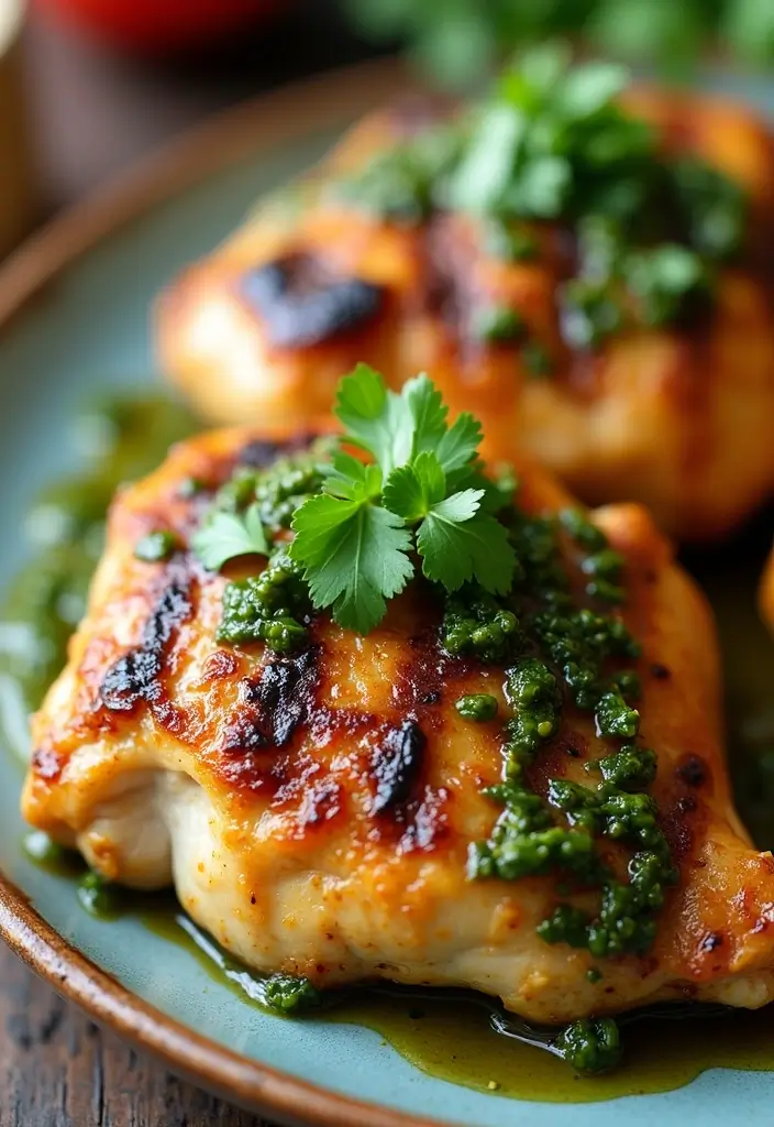 30 High Protein Healthy Meals for Weight Loss & Strength - 14. Chicken Thighs with Chimichurri Sauce