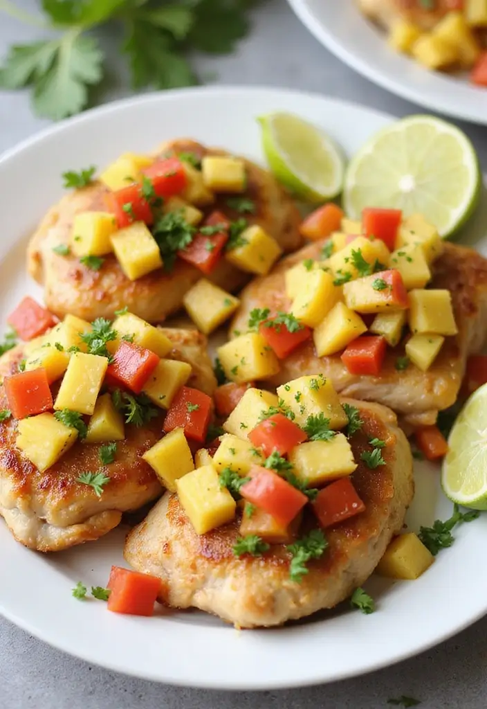 30 High Protein Healthy Meals for Weight Loss & Strength - 16. Chicken Thighs with Pineapple Salsa