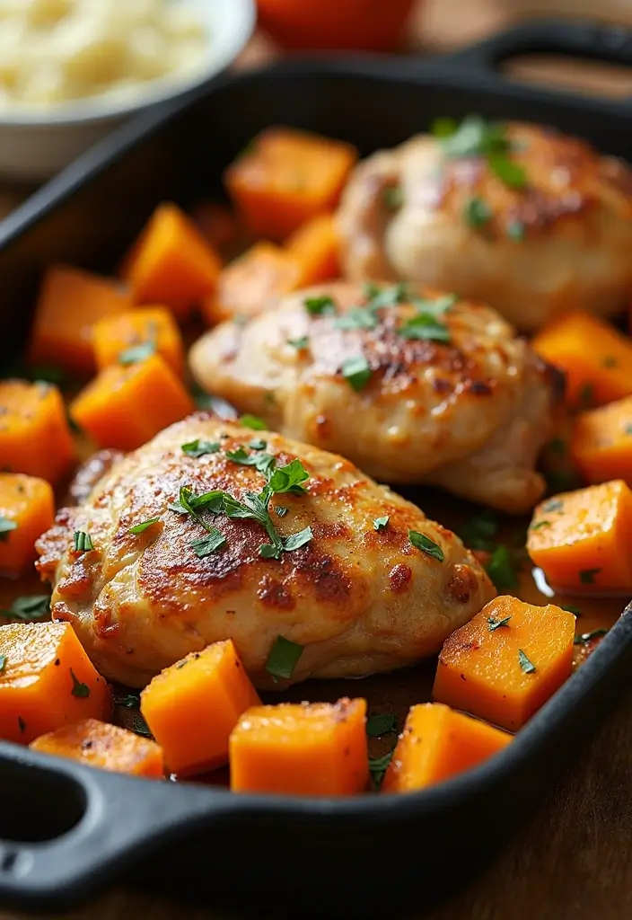 30 High Protein Healthy Meals for Weight Loss & Strength - 19. Chicken Thighs with Butternut Squash