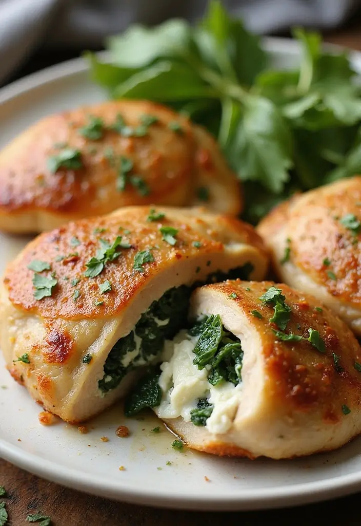 30 High Protein Healthy Meals for Weight Loss & Strength - 28. Chicken Thighs with Spinach and Ricotta