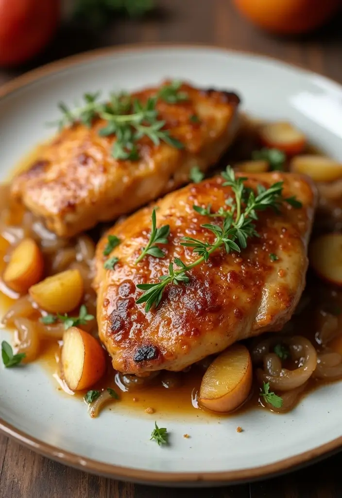 30 High Protein Healthy Meals for Weight Loss & Strength - 30. Chicken Thighs with Apple and Onions