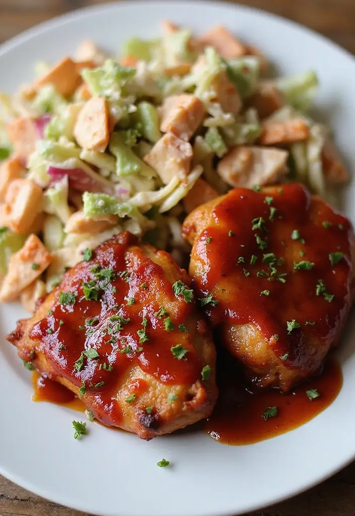 30 High Protein Healthy Meals for Weight Loss & Strength - 6. BBQ Chicken Thighs with Fresh Slaw