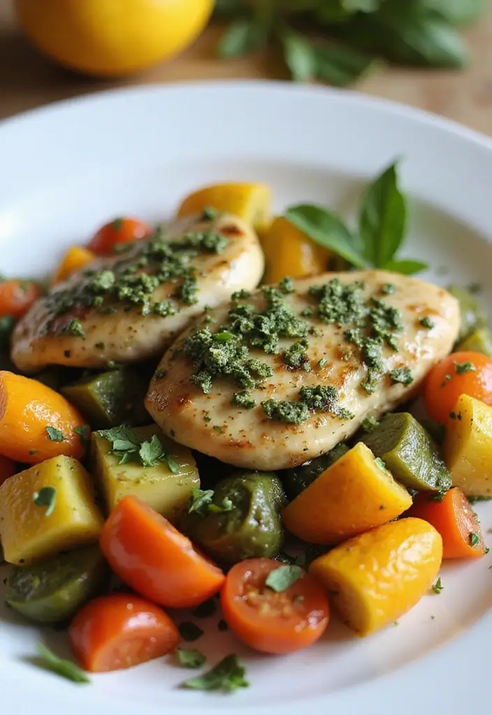 30 One Pot Healthy Meals for Stress-Free Cooking - 26. Pesto Chicken and Vegetables