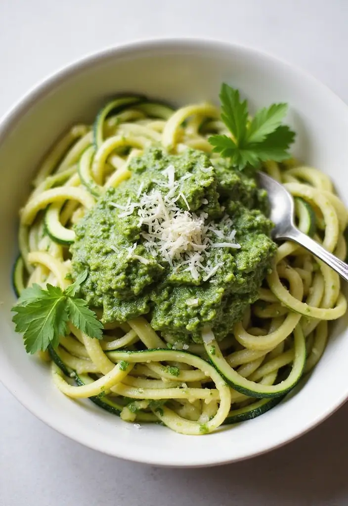 30 Quick & Easy Healthy Meals for Busy People - 16. Zucchini Noodles with Pesto