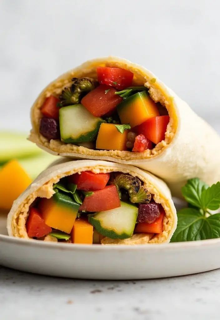 30 Quick & Easy Healthy Meals for Busy People - 22. Roasted Vegetable & Hummus Wrap