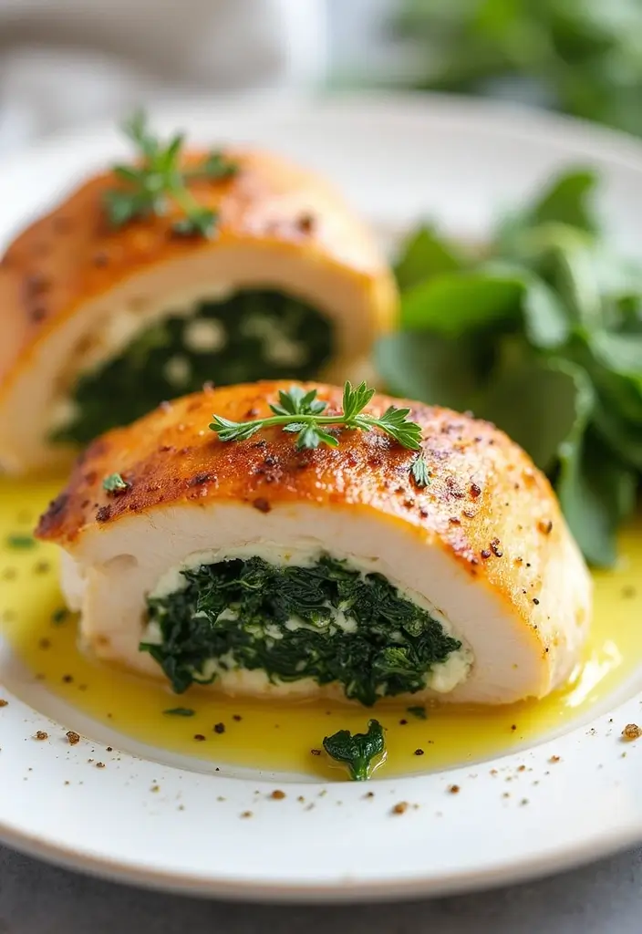 30 Quick & Easy Healthy Meals for Busy People - 26. Spinach & Feta Stuffed Chicken