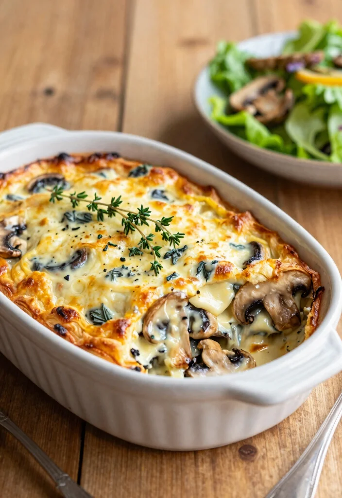 10 Crescent Roll Dinner Recipes for Fast Family-Friendly Meals - 8. Creamy Mushroom and Thyme Crescent Roll Bake