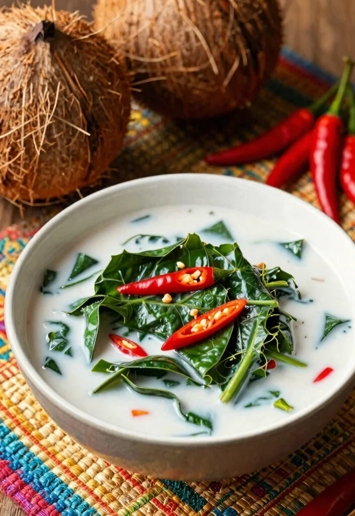 10 Filipino Vegetarian Recipes for Fresh Easy Plant Meals - 3. Laing (Taro Leaves in Coconut Milk)