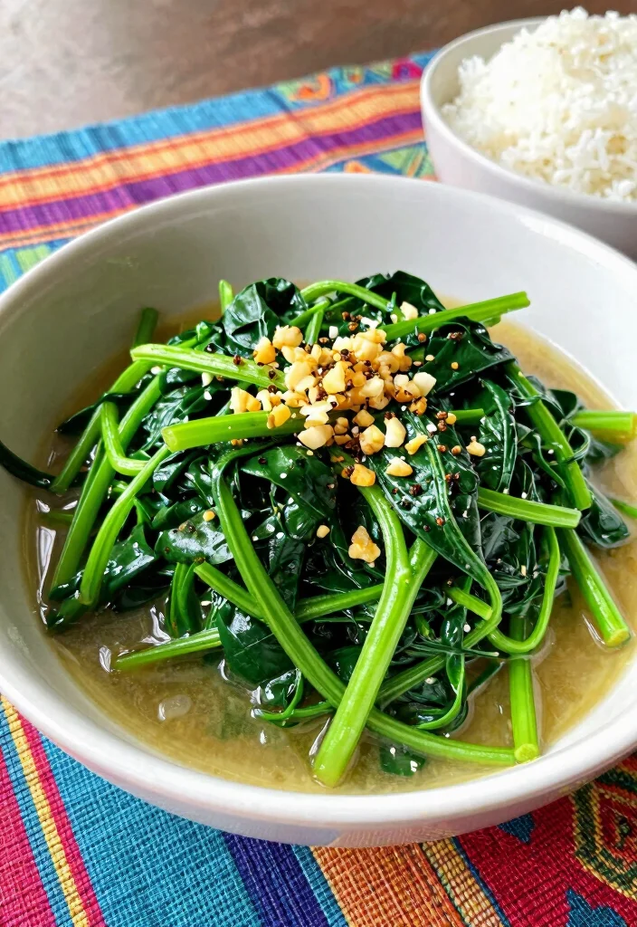 10 Filipino Vegetarian Recipes for Fresh Easy Plant Meals - 6. Adobong Kangkong (Water Spinach Adobo)