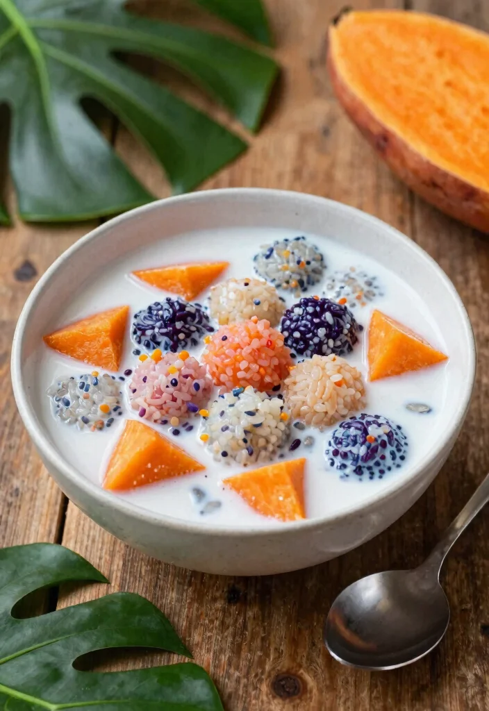 10 Filipino Vegetarian Recipes for Fresh Easy Plant Meals - 9. Ginataang Bilo-Bilo (Sticky Rice Balls in Coconut Milk)