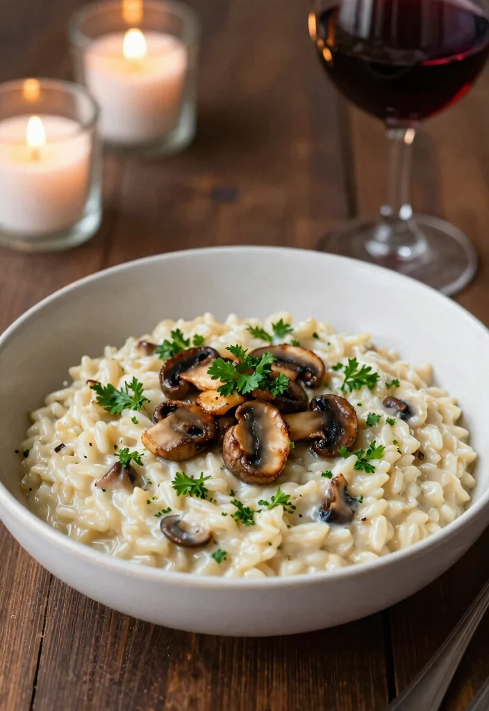 10 Romantic Plant-Based Valentine’s Dinner Recipes for Special Easy Home Nights - 2. Creamy Mushroom Risotto