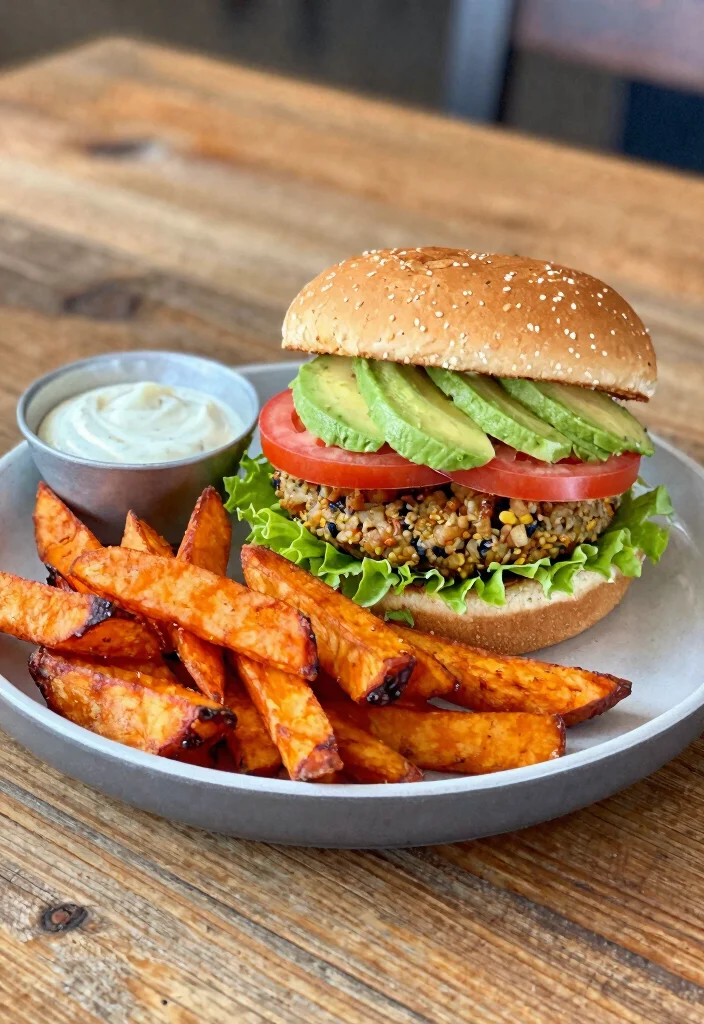 10 Trader Joe’s Vegetarian Recipes for Easy Budget-Friendly Meals - 7. Veggie Burgers with Sweet Potato Fries
