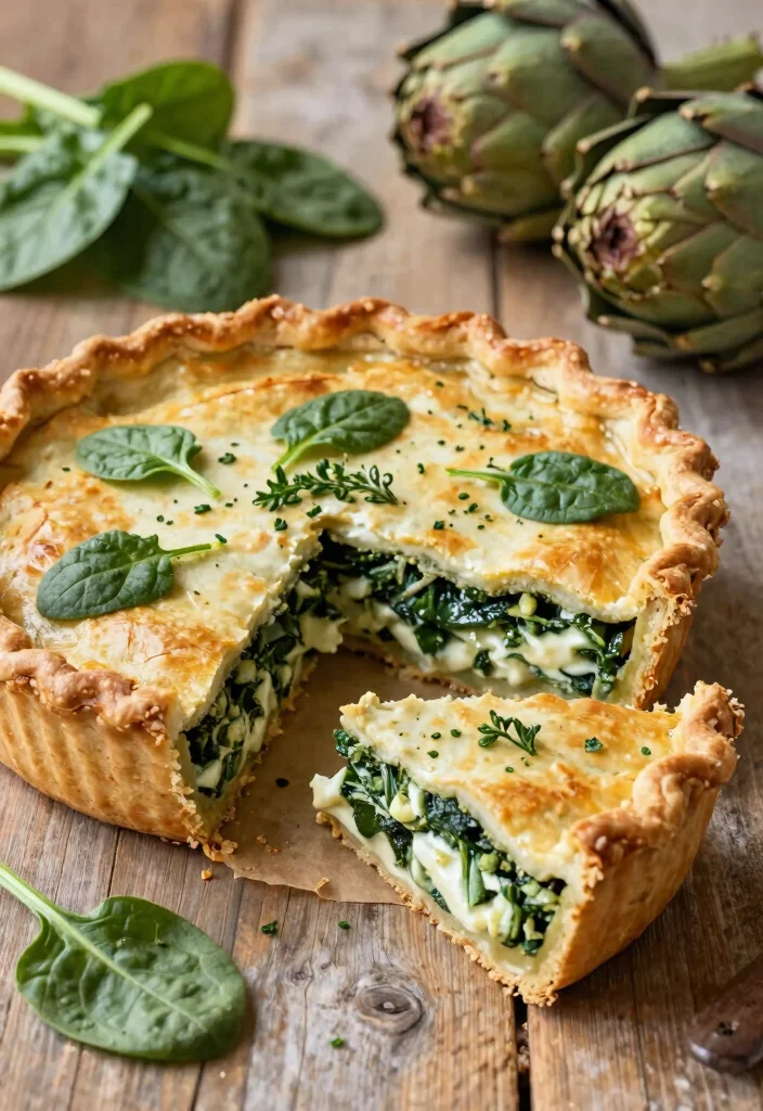 10 Vegan Savory Pie Recipes for Cozy Plant-Based Comfort - 10. Spinach and Artichoke Pie