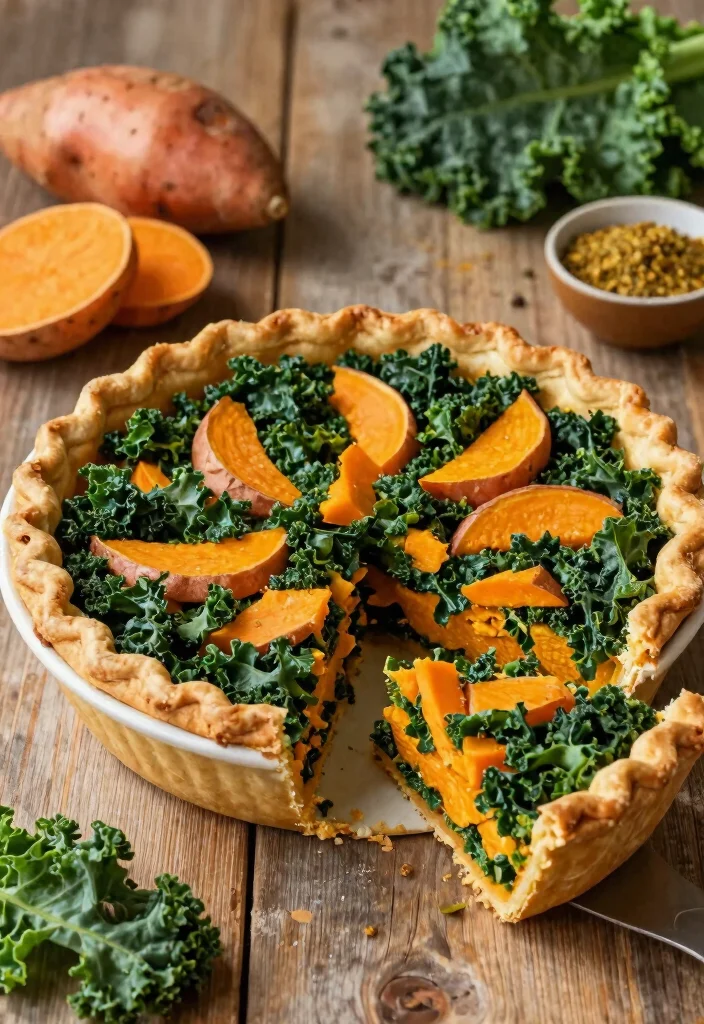 10 Vegan Savory Pie Recipes for Cozy Plant-Based Comfort - 2. Sweet Potato and Kale Pie