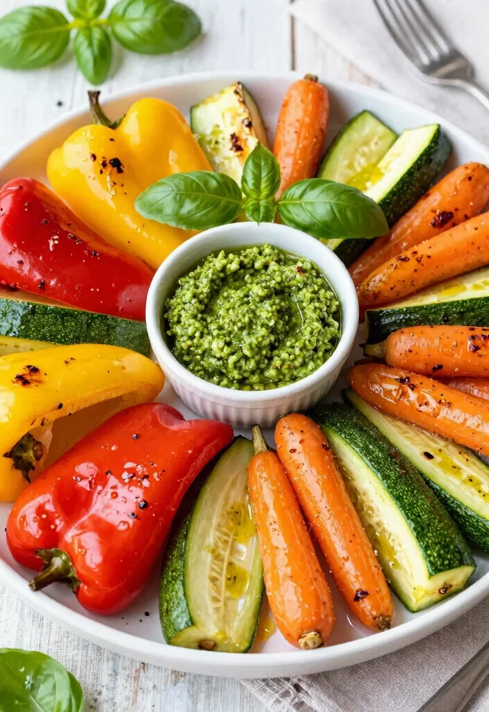 10 Vegetarian Dinner Party Recipes for Easy Elegant Meals - 3. Roasted Vegetable Platter with Basil Pesto