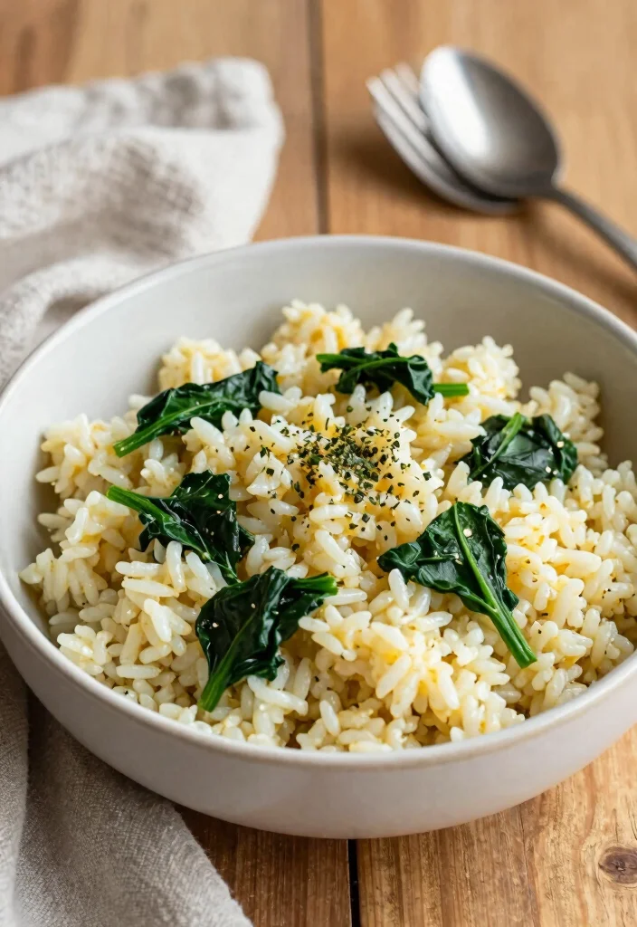 12 Easy Rice Dinner Recipes for Simple Budget-Friendly Nights - 8. Garlic Butter Rice with Spinach