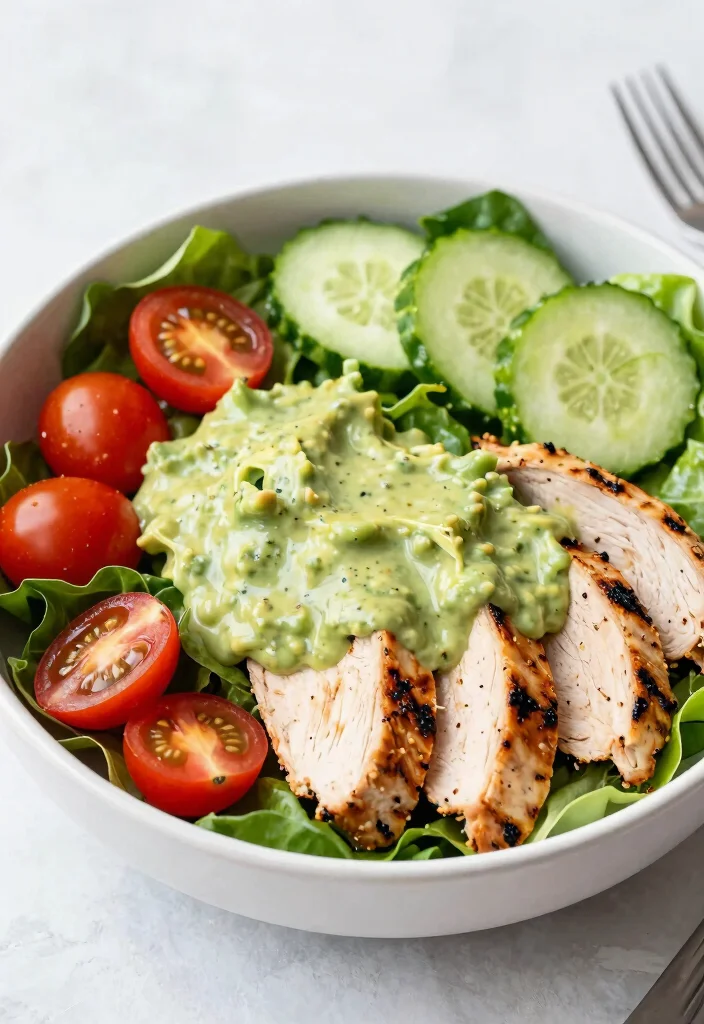 12 Fat-Loss Dinner Recipes for Light High-Protein Weeknights - 3. Grilled Chicken Salad with Avocado Dressing