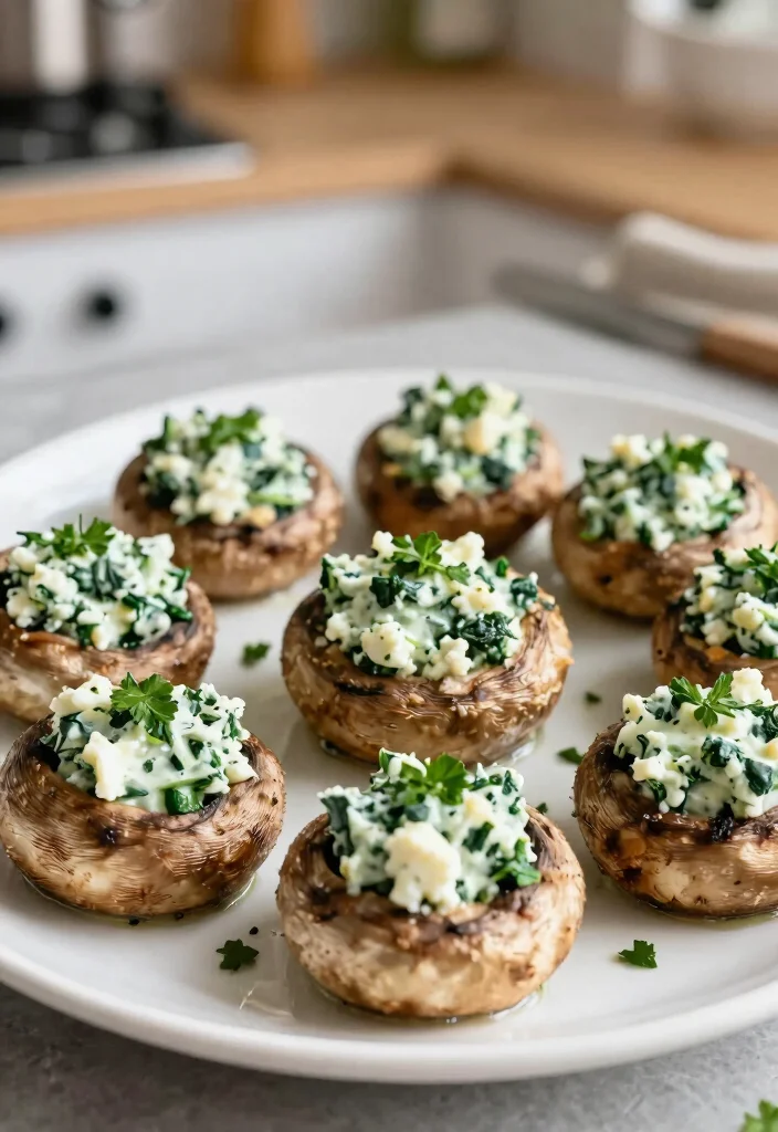 12 Keto Potluck Recipes for Easy Shareable Low-Carb Dishes - 5. Spinach and Feta Stuffed Mushrooms