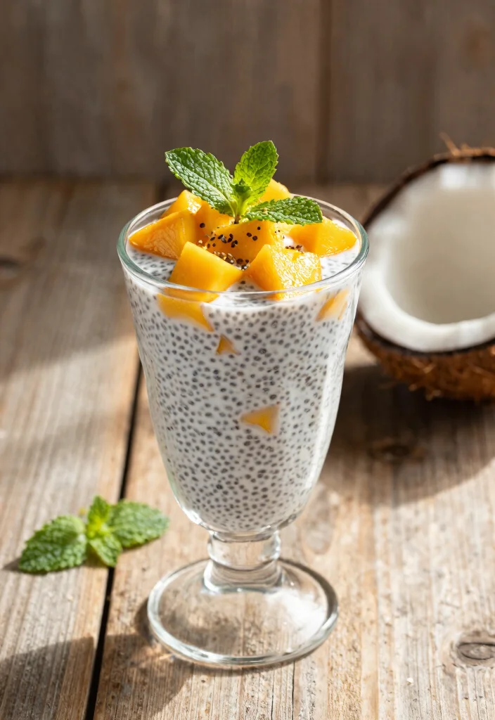 12 Low-Calorie Dessert Recipes for Light Guilt-Free Sweets - 2. Mango Coconut Chia Pudding