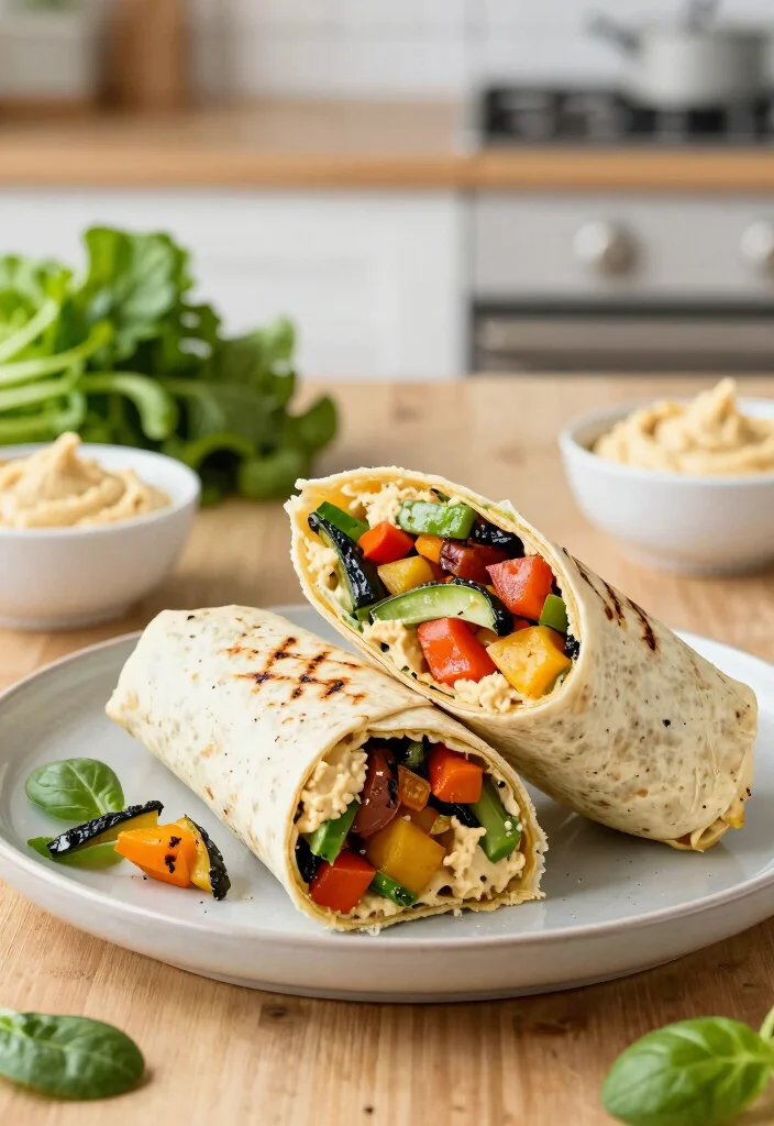 12 Low-Sodium Dinner Recipes for Light Heart-Friendly Meals - 9. Grilled Vegetable and Hummus Wraps