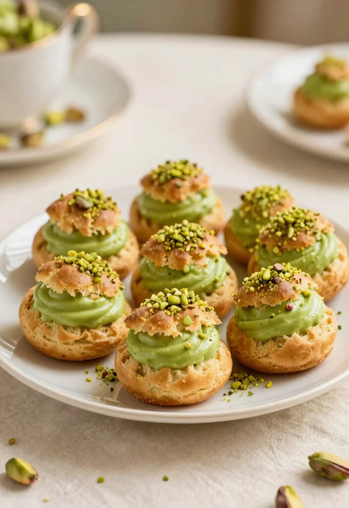 12 Puff Pastry Dessert Recipes for Easy Elegant Sweet Treats - 11. Pistachio Cream Puffs