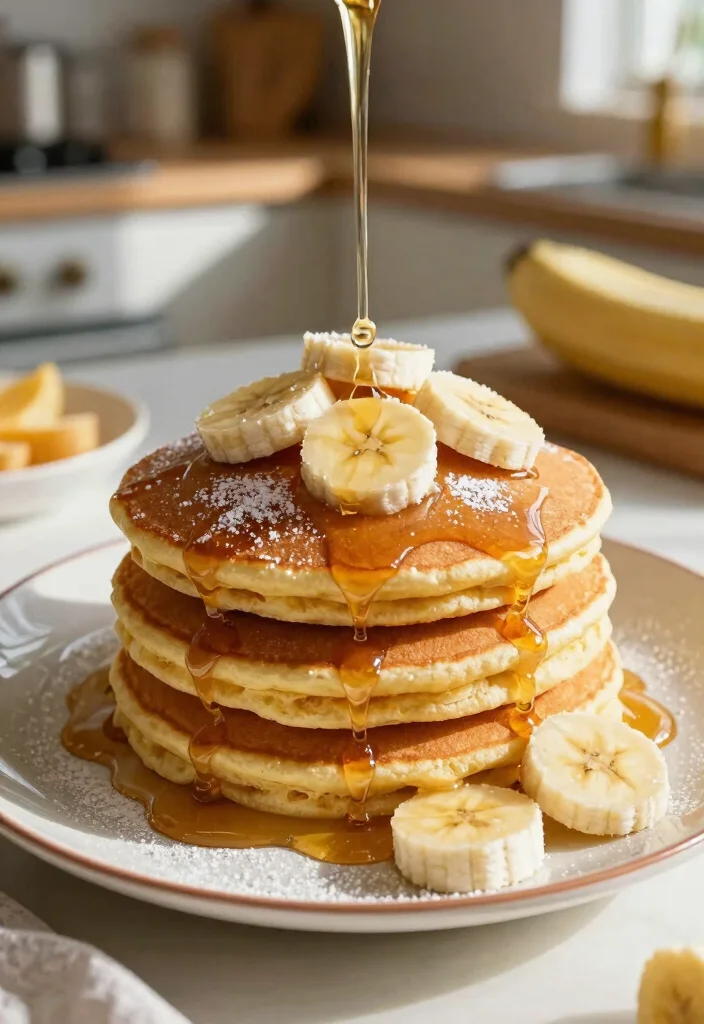 12 Vegetarian Brunch Recipes for Fresh Simple Midday Plates - 11. Banana Pancakes with Maple Syrup